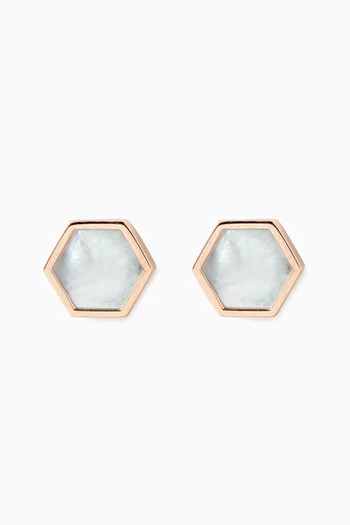 Hive Mother of Pearl Earrings in 18kt Gold