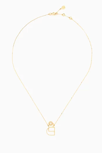 Arabic Letter ‘Ghain’ Diamond Necklace in 18kt Gold
