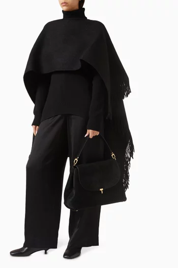 T-Lock Satchel Bag in Suede