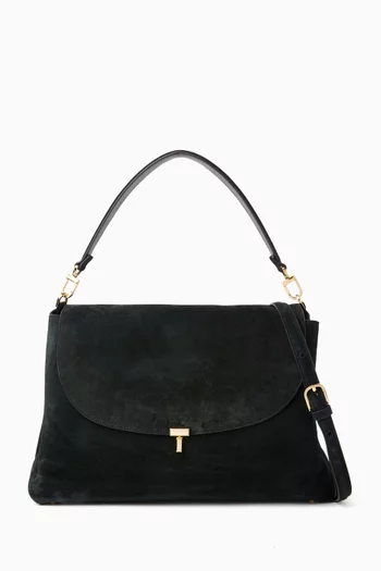 T-Lock Satchel Bag in Suede