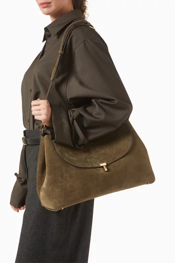 T-Lock Satchel Bag in Suede