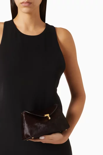 Mini T-Lock Clutch Bag in Pony Hair