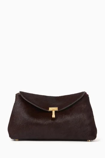 Mini T-Lock Clutch Bag in Pony Hair