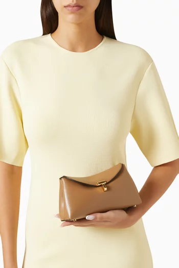 Mini T-lock Clutch in Smooth Leather