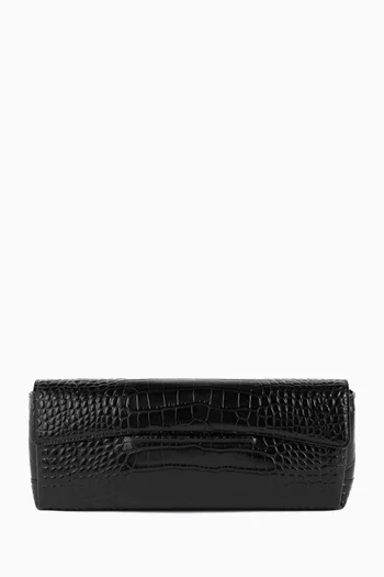 Soft T-Clutch in Croco-embossed Leather