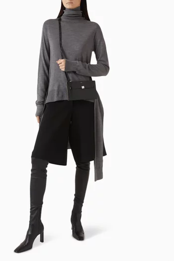 Belted Crossbody Bag in Crocodile‑Embossed Leather