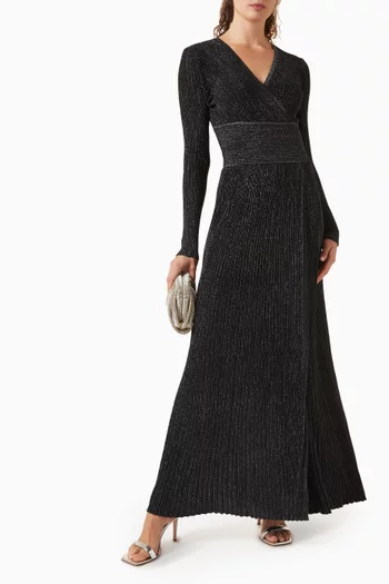 فستان بتصميم ملفوف للزينة نسيج مضلع