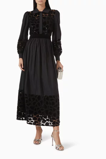 فستان متوسط الطول بنمط قميص