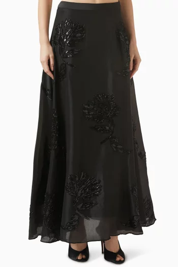 Rhinestone Embellished Maxi Skirt