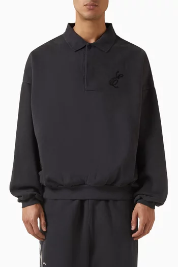 Embroidered Classic Polo Sweatshirt in Cotton