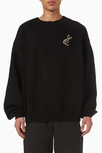 سترة بنسيج متشابك وفتحة رقبة مستديرة