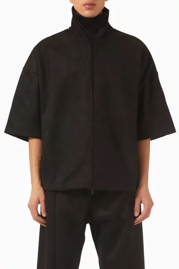 High Neck Jacket in Suede Fleece