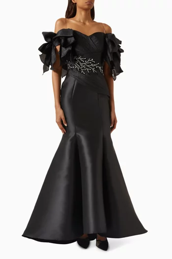 Embellished Off-shoulder Gown