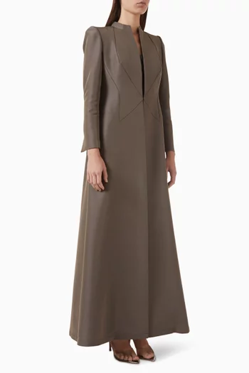 Slit-neckline Structured Abaya