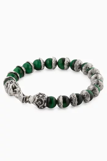 Shield Beaded Bracelet in Sterling Silver