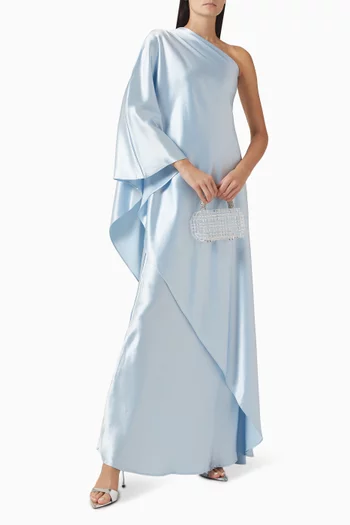 فستان آريا طويل بكتف مكشوف ستان