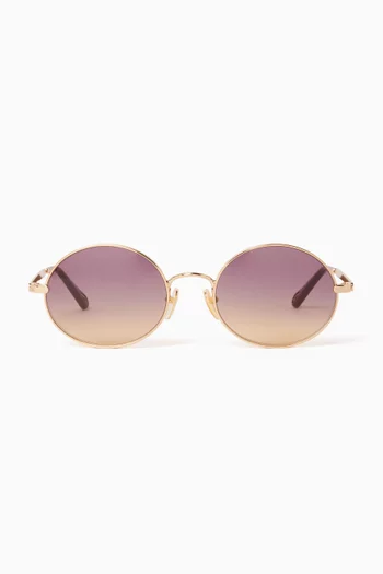 Oversized Round Sunglasses in Metal