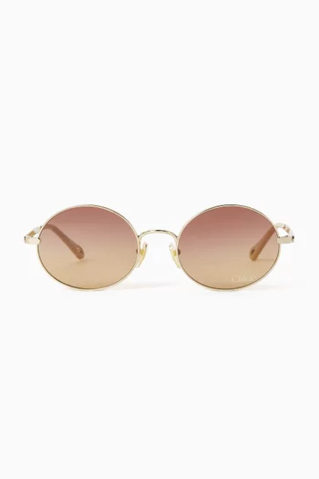 Oversized Round Sunglasses in Metal
