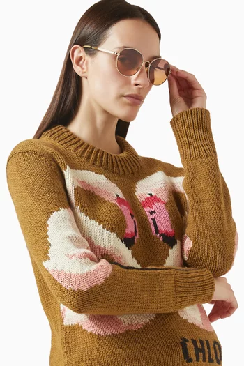 Oversized Round Sunglasses in Metal