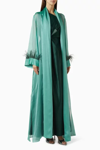 طقم فستان وكاب بلانش مزين بالفرو