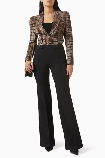 Alligator-print Crop Blazer in Crepe