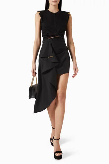 تنورة قصيرة بحلية معدنية مزيج صوف