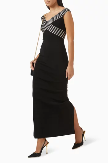 Knit Off-shoulder Dress in Viscose Blend