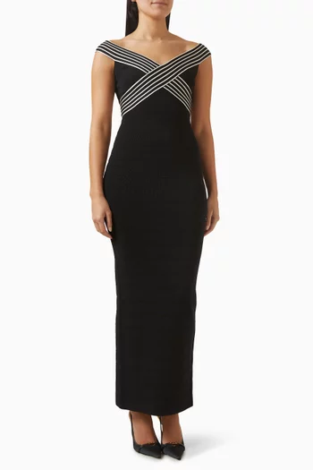 Knit Off-shoulder Dress in Viscose Blend