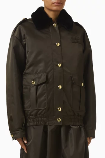 Shearling Blouson Jacket in Technical Gazar