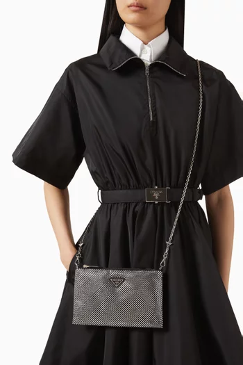 Mini Crystal-embellished Clutch Bag in Satin