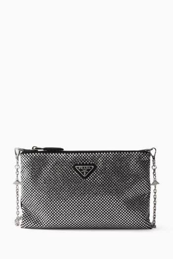 Mini Crystal-embellished Clutch Bag in Satin