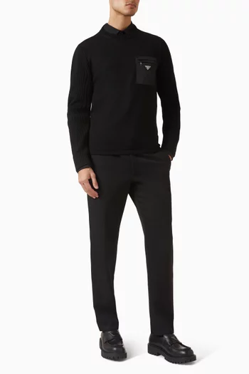 Nylon Pocket Sweater in Wool