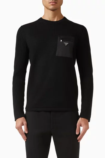 Nylon Pocket Sweater in Wool
