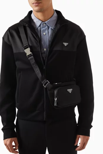 حقيبة كروس نايلون معاد تدويره وجلد سافيانو