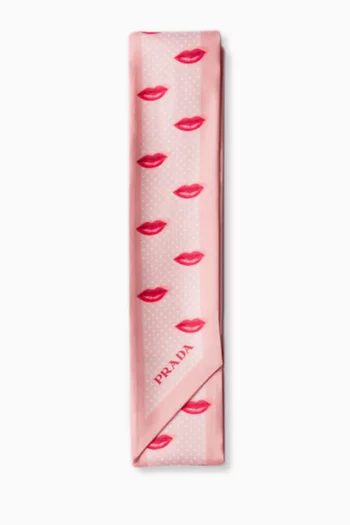 Printed Skinny Scarf in Silk-twill