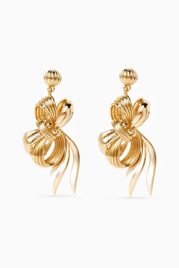 أقراط بتصميم عقدة نحاس بلون ذهبي