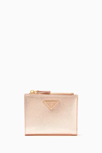 Small Wallet in Metallic Saffiano Leather