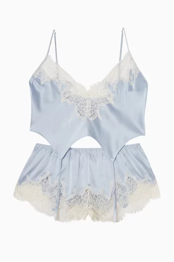 Silk Lace Garter Cami & Short Set