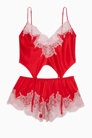 Silk Lace Garter Cami & Short Set