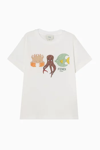 Marine-print T-shirt in Cotton