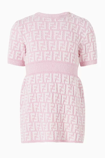 فستان منسوج بنقشة بشعار حرفي FF‏