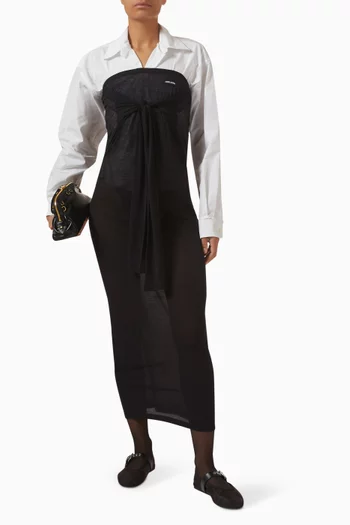 Long Ribbed Knit Jersey Dress