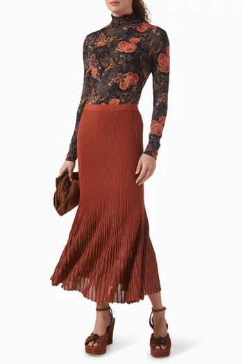 تنورة فيرا متوسطة الطول منسوجة