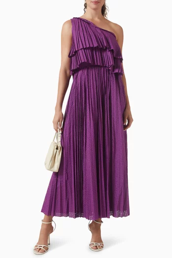 فستان أجنيتا بفتحة رقبة بكتف مكشوف قطن بوبلين