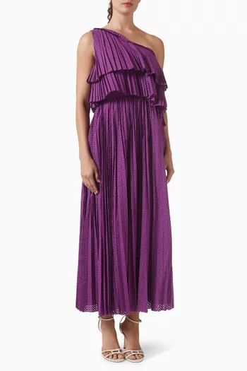 فستان أجنيتا بفتحة رقبة بكتف مكشوف قطن بوبلين