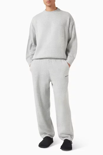 Knit Wide Leg Jogging Pants in Mohair-blend