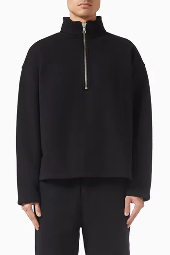 سويت شيرت بسحّاب قصير قطن ثقيل بوزن 800 غرام لكل متر مربع