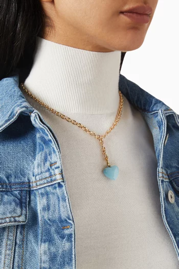 The Mini Puffy Heart Necklace in Gold-tone Brass