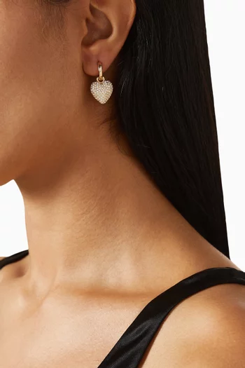 أقراط بتصميم قلب منفوخ لامع نحاس بلون ذهبي