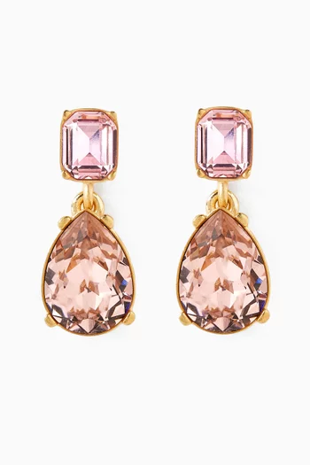 أقراط متدلية مرصعة بالكريستال نحاس بلون ذهبي